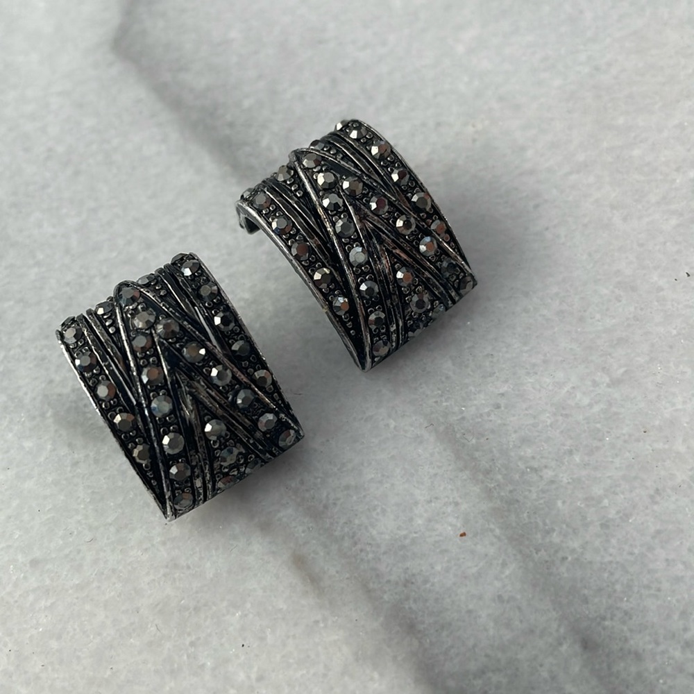 Black Swarovski Clip On Earrings